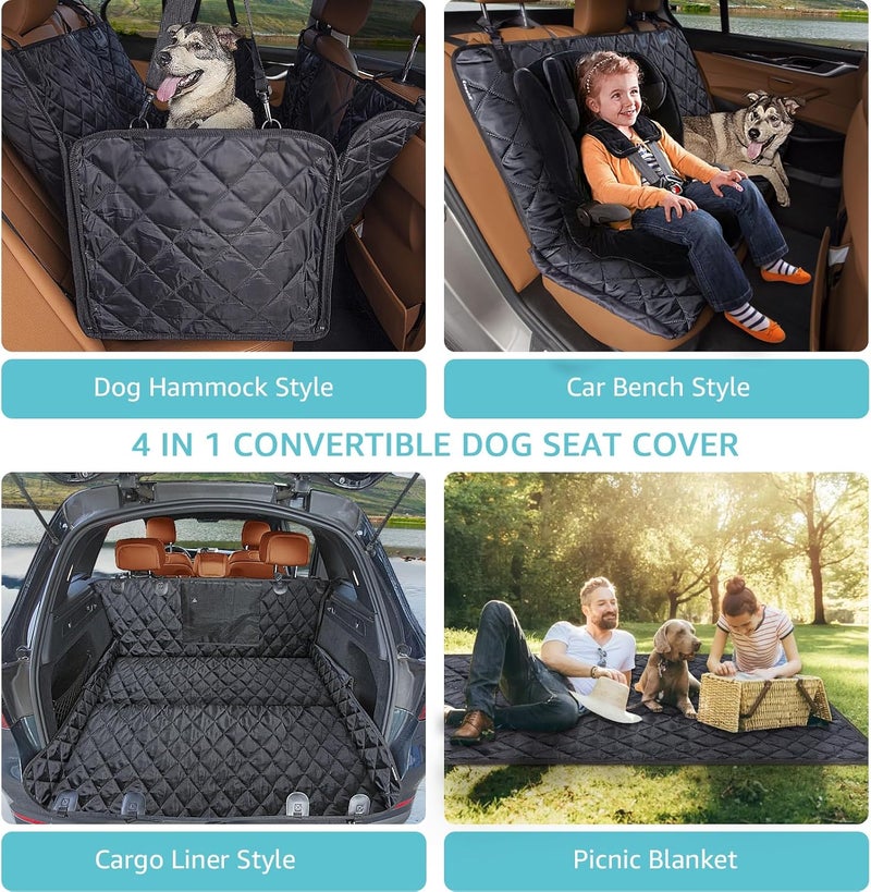 comwish Dog Car Seat Cover for Back Seat | Mesh Window & Safety Belt | 100% Waterproof Dog Hammock for Safe Travel with Side Door Protectors | Non-Slip, Scratchproof Pet Rear Seat Cover for Car, SUV,Truck - Image 4